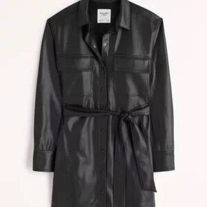 NWT Abercrombie Vegan Leather Mini Shirt Dress S